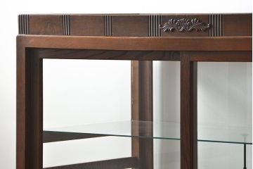 アンティーク家具 アンティーク 特大!古いタモ材 両面開きの上質なガラスケース(ショーケース、飾り棚、陳列棚)