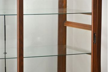 アンティーク家具 アンティーク 特大!古いタモ材 両面開きの上質なガラスケース(ショーケース、飾り棚、陳列棚)