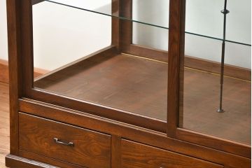 アンティーク家具 アンティーク 特大!古いタモ材 両面開きの上質なガラスケース(ショーケース、飾り棚、陳列棚)