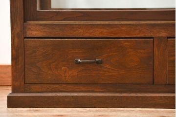 アンティーク家具 アンティーク 特大!古いタモ材 両面開きの上質なガラスケース(ショーケース、飾り棚、陳列棚)