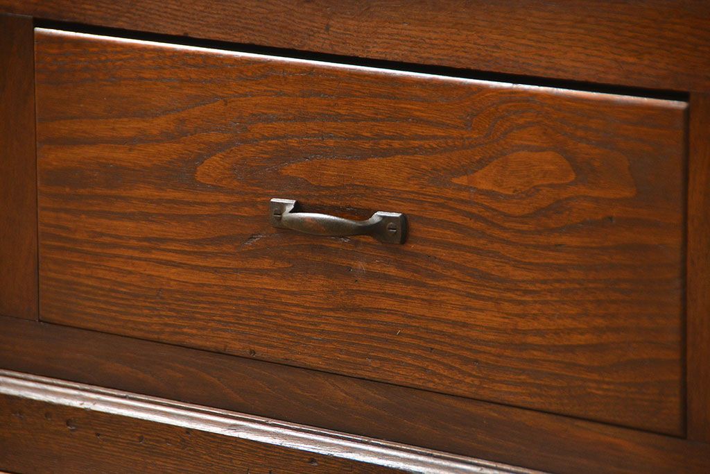 アンティーク家具 アンティーク 特大!古いタモ材 両面開きの上質なガラスケース(ショーケース、飾り棚、陳列棚)