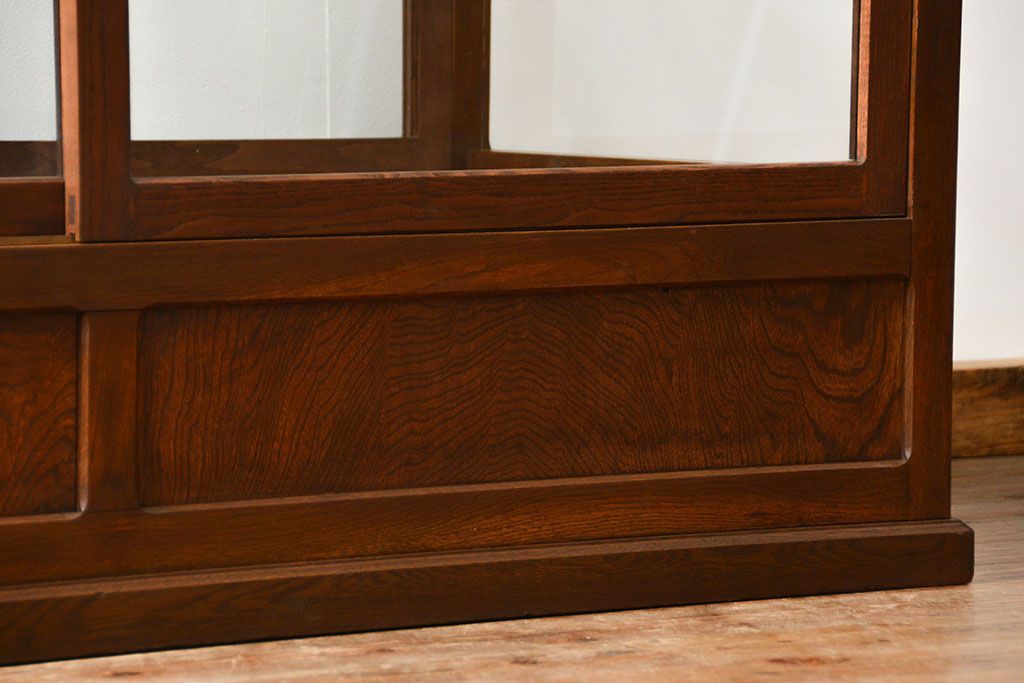 アンティーク家具 アンティーク 特大!古いタモ材 両面開きの上質なガラスケース(ショーケース、飾り棚、陳列棚)