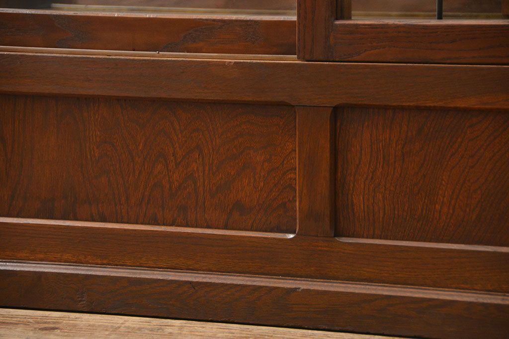 アンティーク家具 アンティーク 特大!古いタモ材 両面開きの上質なガラスケース(ショーケース、飾り棚、陳列棚)