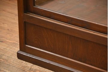 アンティーク家具 アンティーク 特大!古いタモ材 両面開きの上質なガラスケース(ショーケース、飾り棚、陳列棚)