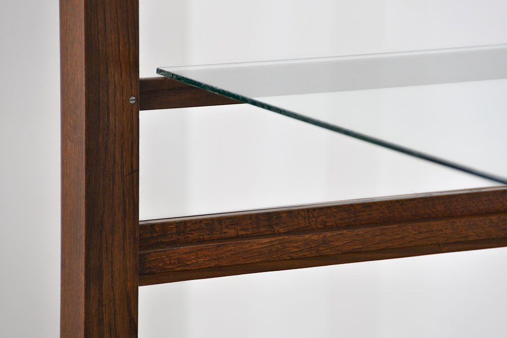 アンティーク家具 アンティーク 特大!古いタモ材 両面開きの上質なガラスケース(ショーケース、飾り棚、陳列棚)