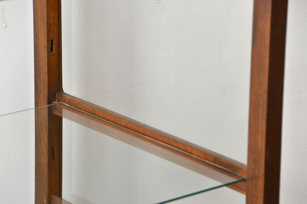 アンティーク家具 アンティーク 特大!古いタモ材 両面開きの上質なガラスケース(ショーケース、飾り棚、陳列棚)