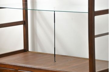 アンティーク家具 アンティーク 特大!古いタモ材 両面開きの上質なガラスケース(ショーケース、飾り棚、陳列棚)