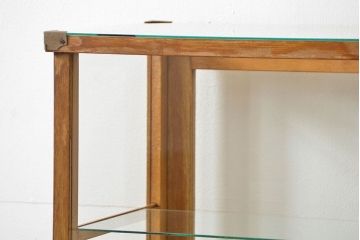 レトロ家具　昭和レトロ 縦型のアンティークガラスケース(ショーケース、飾り棚)