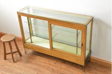 レトロ家具　アンティーク レトロな薄型ガラスケース(2) (ショーケース、飾り棚)