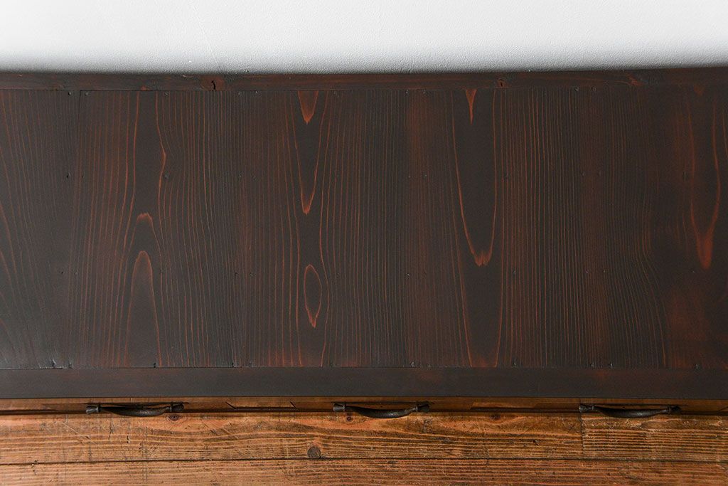 アンティーク家具　古民具・骨董 九尺幅　特大　引き出しローボード(置き床、置床、水屋箪笥、TVボード、テレビ台、キャビネット、収納棚)