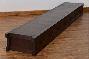 アンティーク家具　古民具・骨董 九尺幅　特大　引き出しローボード(置き床、置床、水屋箪笥、TVボード、テレビ台、キャビネット、収納棚)