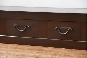 アンティーク家具　古民具・骨董 九尺幅　特大　引き出しローボード(置き床、置床、水屋箪笥、TVボード、テレビ台、キャビネット、収納棚)