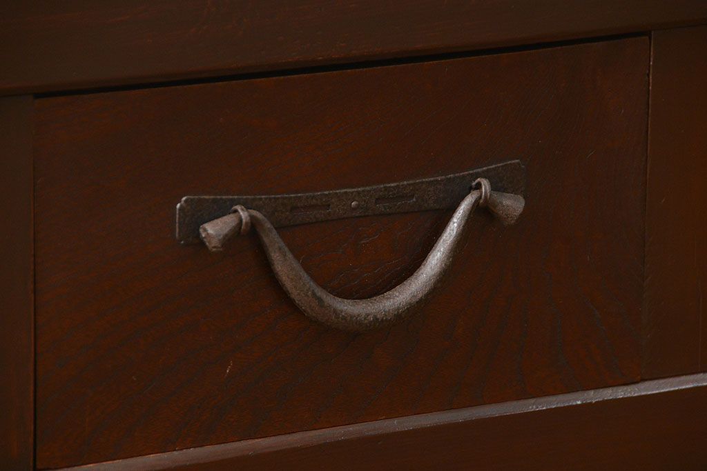 アンティーク家具　古民具・骨董 九尺幅　特大　引き出しローボード(置き床、置床、水屋箪笥、TVボード、テレビ台、キャビネット、収納棚)