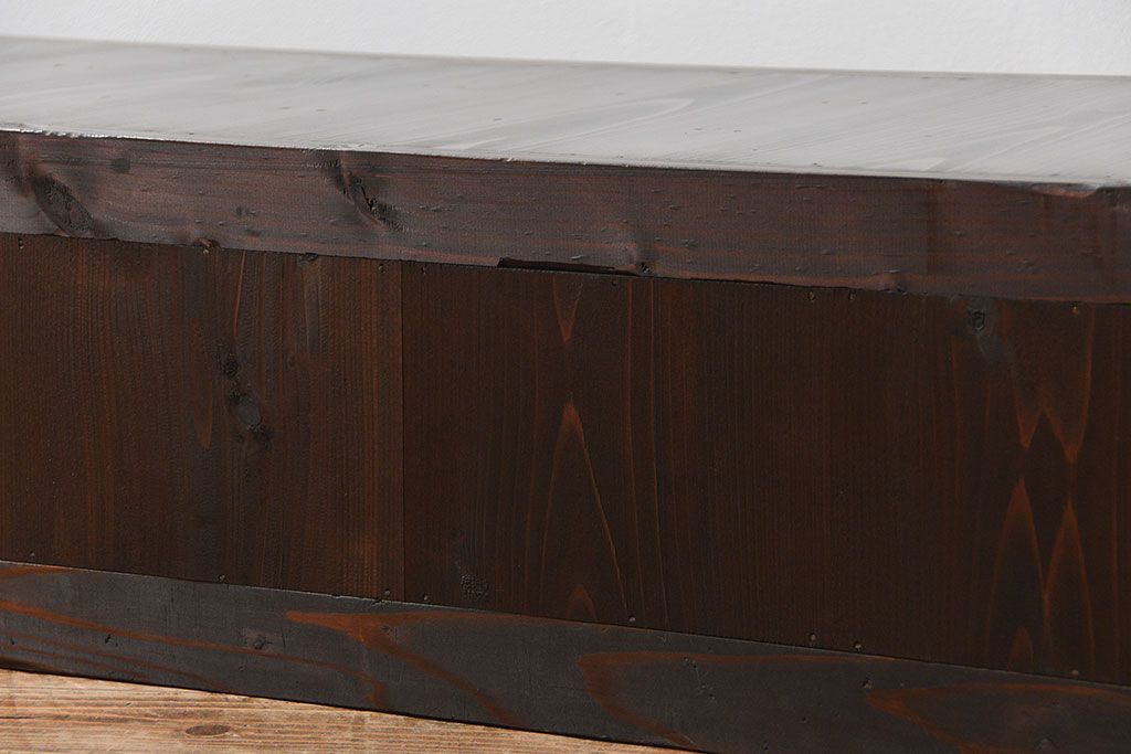 アンティーク家具　古民具・骨董 九尺幅　特大　引き出しローボード(置き床、置床、水屋箪笥、TVボード、テレビ台、キャビネット、収納棚)