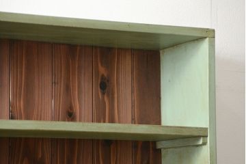 レトロ家具　アンティークペイント 古い商店のレトロな陳列棚(飾り棚、本棚、書棚)