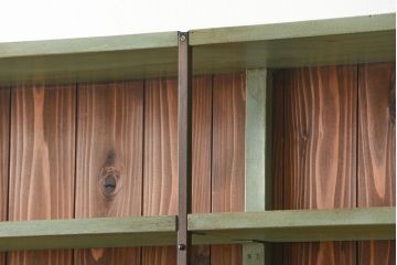 レトロ家具　アンティークペイント 古い商店のレトロな陳列棚(飾り棚、本棚、書棚)