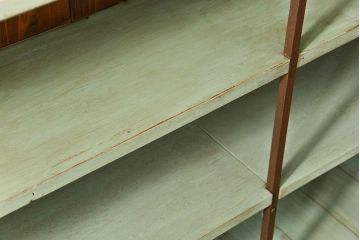 レトロ家具　アンティークペイント 古い商店のレトロな陳列棚(飾り棚、本棚、書棚)