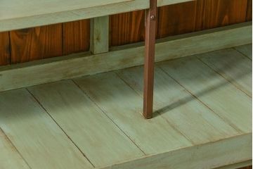 レトロ家具　アンティークペイント 古い商店のレトロな陳列棚(飾り棚、本棚、書棚)