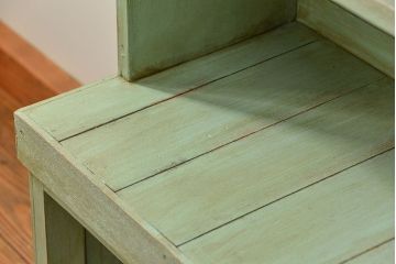 レトロ家具　アンティークペイント 古い商店のレトロな陳列棚(飾り棚、本棚、書棚)