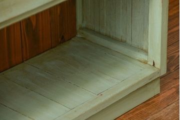 レトロ家具　アンティークペイント 古い商店のレトロな陳列棚(飾り棚、本棚、書棚)