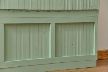 レトロ家具　アンティークペイント 古い商店のレトロな陳列棚(飾り棚、本棚、書棚)