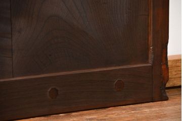 古民具・骨董 総欅材のシンプルな格子蔵戸(玄関戸)