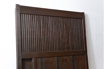 古民具・骨董 ヒノキ材の使い込まれた格子蔵戸(玄関戸)