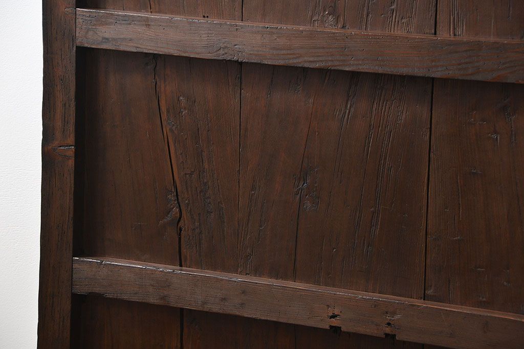 古民具・骨董 ヒノキ材の使い込まれた格子蔵戸(玄関戸)