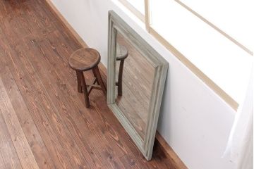 アンティーク雑貨　ラフジュ工房オリジナル　アンティークペイントウォールミラー(2)(鏡、姿見)