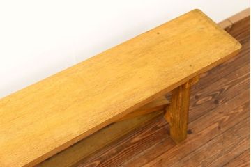 レトロ家具　昭和レトロ 古い木の長椅子(1)(ベンチ、長イス)