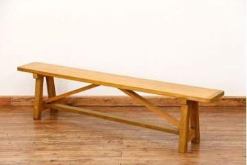 レトロ家具　昭和レトロ 古い木の長椅子(1)(ベンチ、長イス)