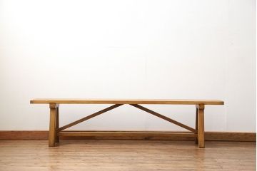 レトロ家具　昭和レトロ 古い木の長椅子(2)(ベンチ、長イス)