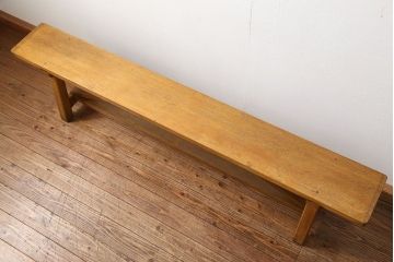 レトロ家具　昭和レトロ 古い木の長椅子(2)(ベンチ、長イス)