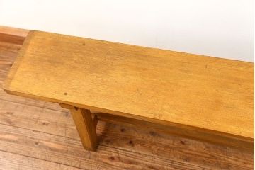 レトロ家具　昭和レトロ 古い木の長椅子(2)(ベンチ、長イス)