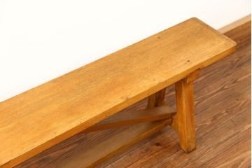 レトロ家具　昭和レトロ 古い木の長椅子(2)(ベンチ、長イス)