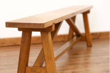 レトロ家具　昭和レトロ 古い木の長椅子(2)(ベンチ、長イス)