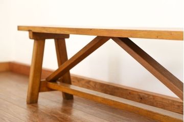 レトロ家具　昭和レトロ 古い木の長椅子(2)(ベンチ、長イス)