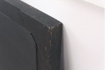アンティーク雑貨　ラフジュ工房オリジナル　アンティークペイントブラックウォールミラー(1)(鏡、姿見)