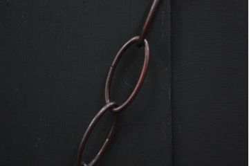 アンティーク雑貨　ラフジュ工房オリジナル　アンティークペイントブラックウォールミラー(2)(鏡、姿見)