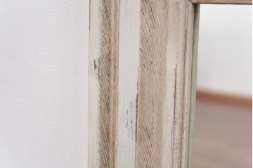 アンティーク雑貨　ラフジュ工房オリジナル　アンティークペイントホワイトウォールミラー(1)(鏡、姿見)