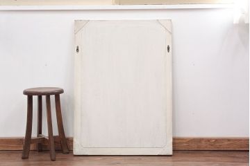アンティーク雑貨　ラフジュ工房オリジナル　アンティークペイントホワイトウォールミラー(1)(鏡、姿見)