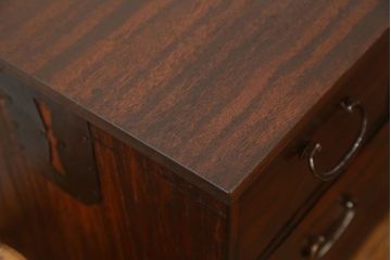 アンティーク家具　アンティーク シックでモダンな前面黒檀の脚付きローチェスト(ローボード)