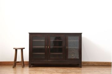 アンティーク家具　アンティーク 前面黒檀材!シックでモダンな脚付きサイドボード(収納棚、ローボード)