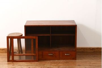 アンティーク家具　アンティーク 小振りなモールガラス収納棚(戸棚)