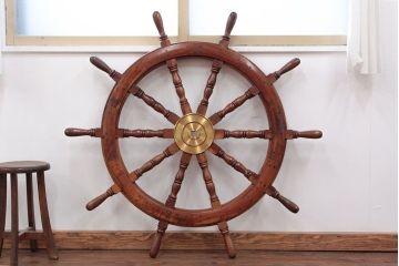 イギリスアンティーク 大振りな木製操舵輪(ラット)