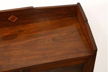 アンティーク家具　アンティーク 古い栓材の象嵌入り本箱(ブックケース、本棚)