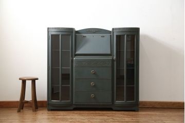 アンティーク家具　イギリスアンティーク　本箱付き!ペイントライティングビューロー