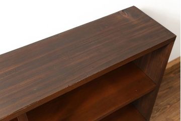 レトロ家具　昭和レトロ 古い木のシンプルな脚付き本棚(飾り棚、書棚、陳列棚)