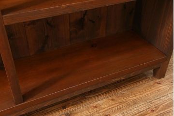 レトロ家具　昭和レトロ 古い木のシンプルな脚付き本棚(飾り棚、書棚、陳列棚)