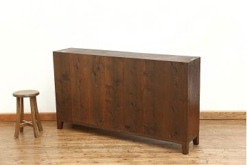 レトロ家具　昭和レトロ 古い木のシンプルな脚付き本棚(飾り棚、書棚、陳列棚)